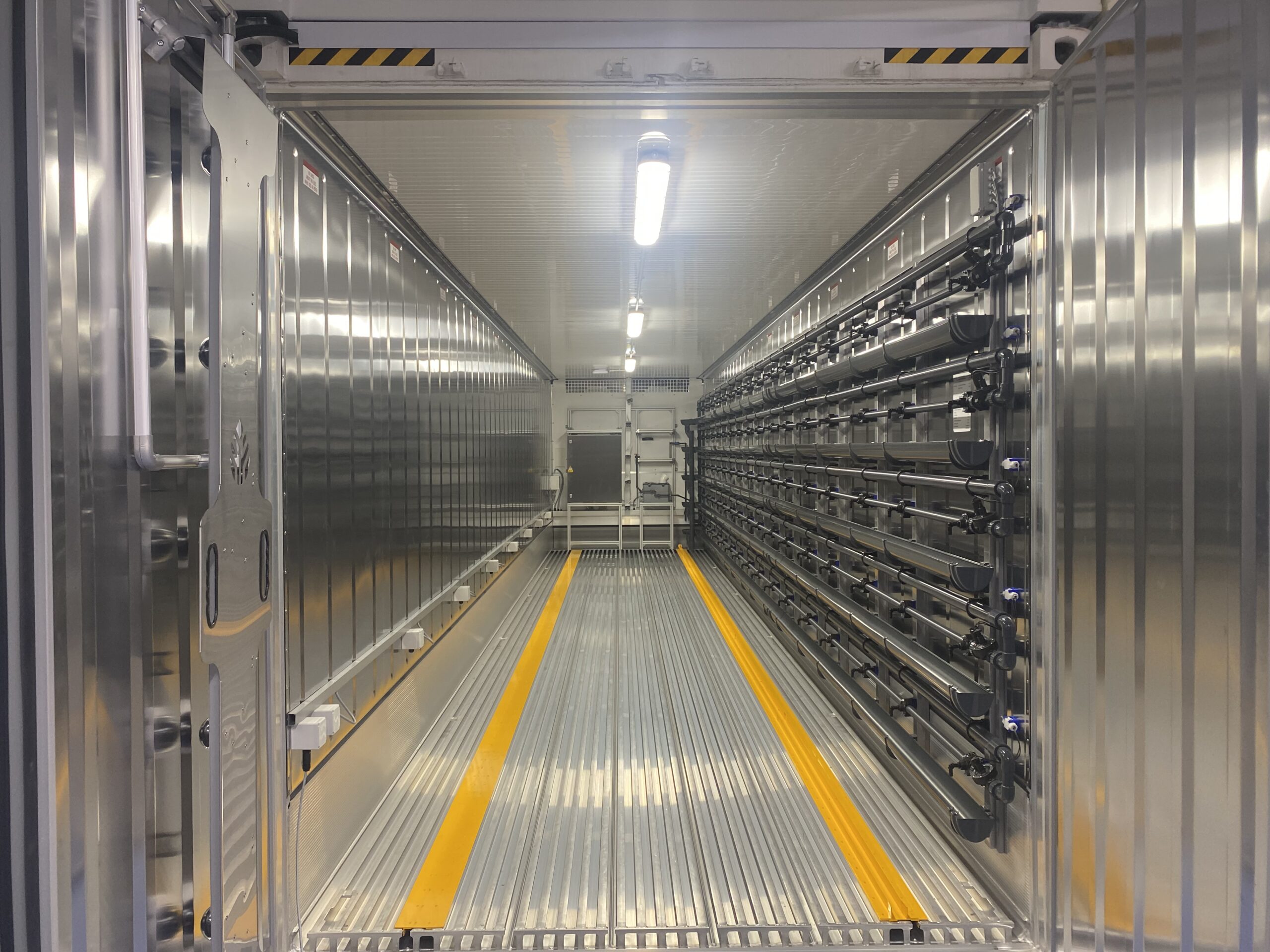 Inside a Fischer Modular Farm growing container